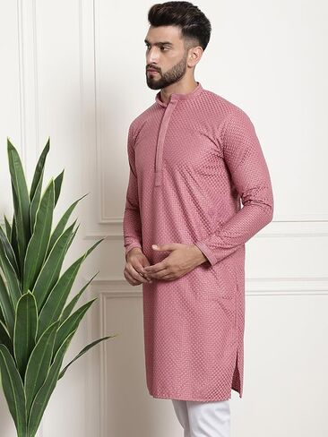 Sojanya (Since 1958 Mens Pure Cotton checked embroidered only Long Kurta in Kuwait