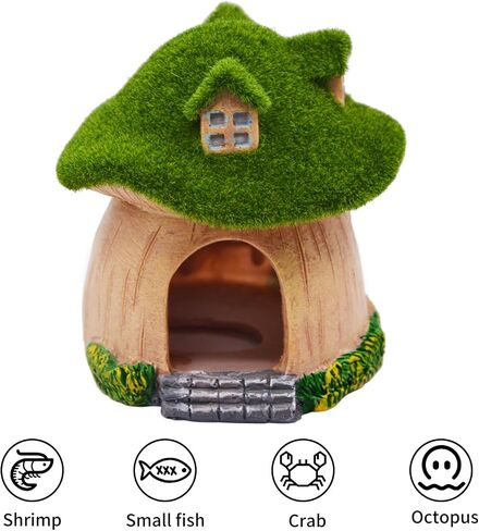 AnRui Green Moss Mushroom Aquarium Decor Cute Fish Tank Decorationss Resin Aquarium Decor Hideout Cave Ornament for Small Fish, Hermit Crab, Shrimp, Goldfish and Reptiles in Saudi Arabia