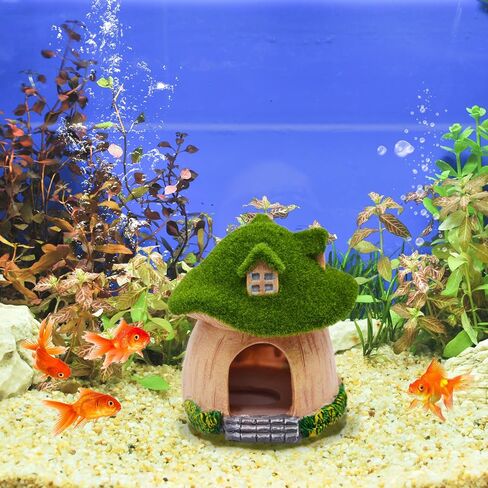 AnRui Green Moss Mushroom Aquarium Decor Cute Fish Tank Decorationss Resin Aquarium Decor Hideout Cave Ornament for Small Fish, Hermit Crab, Shrimp, Goldfish and Reptiles in Saudi Arabia