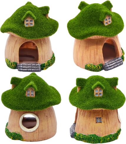 AnRui Green Moss Mushroom Aquarium Decor Cute Fish Tank Decorationss Resin Aquarium Decor Hideout Cave Ornament for Small Fish, Hermit Crab, Shrimp, Goldfish and Reptiles in Saudi Arabia