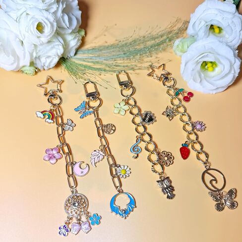 Lyukii 344pcs Diy Keychain Making Kit مع السحر ، 20 مقاطع مفتاحات 20 سلسلة موسع 100 مجوهرات سحر ، مجموعة مفاتيح شحوم الشفاه ، لوازم مجوهرات الحرف لصنع سلاسل المفاتيح الخاصة بك in Kuwait