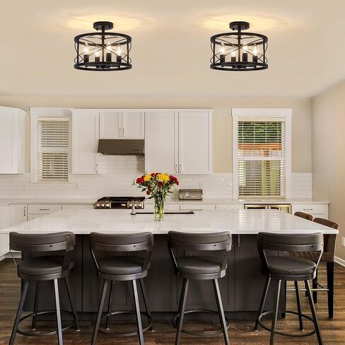 TOULMJ 4-Light Modern Ceiling Light, Black Gold Semi Flush Mount Ceiling Lighting, Hallway Light Fixtures for Kitchen Island Entryway Laundry Room Foyer in Saudi Arabia