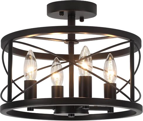 TOULMJ 4-Light Modern Ceiling Light, Black Gold Semi Flush Mount Ceiling Lighting, Hallway Light Fixtures for Kitchen Island Entryway Laundry Room Foyer in Saudi Arabia
