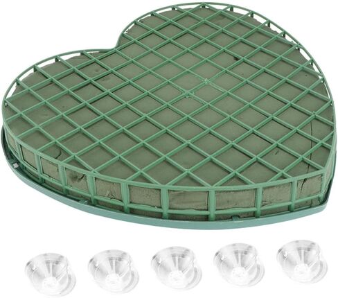 Heart Shaped Wet Floral Foam Cage with Suction Cup Tray for Wedding Car Decoration, Floral Arrangements, and Party Supplies - 11.81 X 11.02 X 1.57 Inches in Saudi Arabia