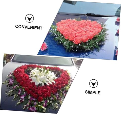 Heart Shaped Wet Floral Foam Cage with Suction Cup Tray for Wedding Car Decoration, Floral Arrangements, and Party Supplies - 11.81 X 11.02 X 1.57 Inches in Saudi Arabia
