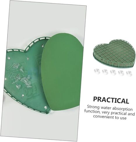 Heart Shaped Wet Floral Foam Cage with Suction Cup Tray for Wedding Car Decoration, Floral Arrangements, and Party Supplies - 11.81 X 11.02 X 1.57 Inches in Saudi Arabia