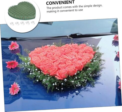Heart Shaped Wet Floral Foam Cage with Suction Cup Tray for Wedding Car Decoration, Floral Arrangements, and Party Supplies - 11.81 X 11.02 X 1.57 Inches in Saudi Arabia