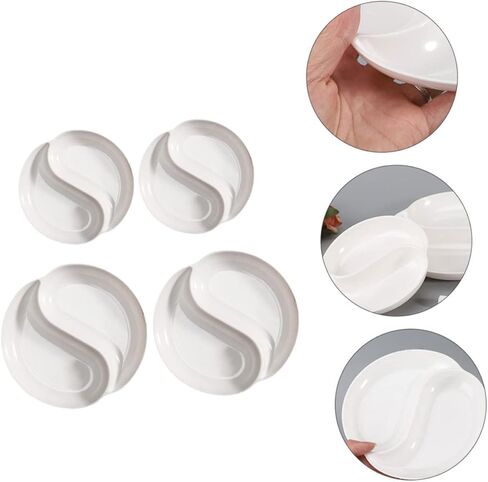 Angoily Tai Ji Watercolor Paint Tray Set 4-Piece Mixing Palette for Artists Sturdy Plastic Round Design for Watercolor Acrylic and Gouache Painting in Saudi Arabia