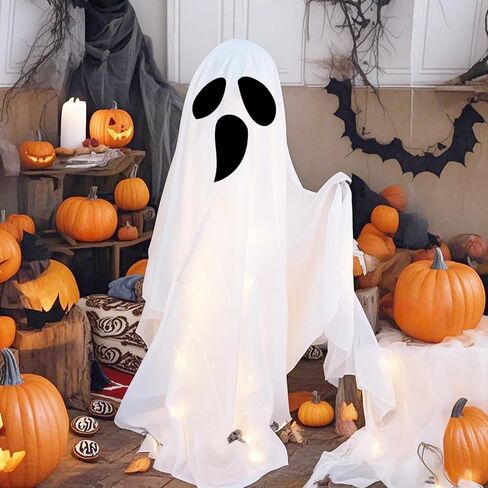 7 Sheets Halloween Adhesive Ghost Felt Sticker for Pumpkin Decor Black Felt Ghost Eyes Face Stickes Clothes Sticker for Halloween DIY Projects Costume Shirt Crafts Decoration(face7) in Saudi Arabia