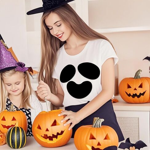7 Sheets Halloween Adhesive Ghost Felt Sticker for Pumpkin Decor Black Felt Ghost Eyes Face Stickes Clothes Sticker for Halloween DIY Projects Costume Shirt Crafts Decoration(face7) in Saudi Arabia