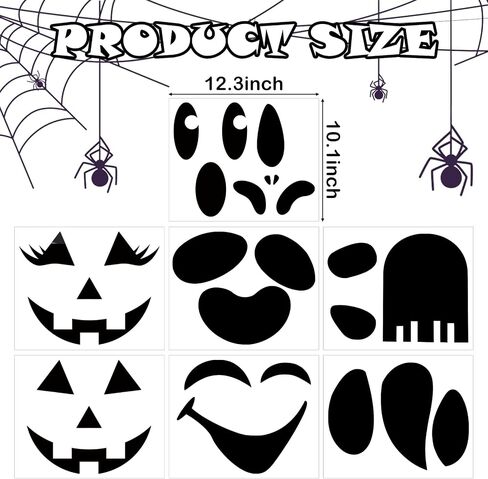 7 Sheets Halloween Adhesive Ghost Felt Sticker for Pumpkin Decor Black Felt Ghost Eyes Face Stickes Clothes Sticker for Halloween DIY Projects Costume Shirt Crafts Decoration(face7) in Saudi Arabia