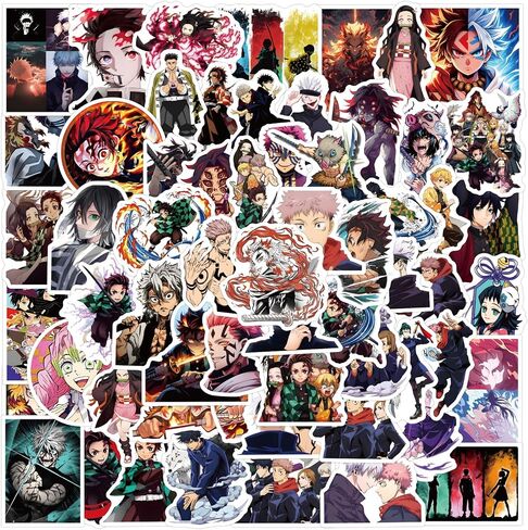 100pcs Anime Demon Slayer Stickers Mixed Pack,Jujutsu Kaisen Sticker for Kids Teens Waterproof Stickers for Water Bottle Laptop Luggage Helmet Skateboard Guitar (ZSGM100) in Kuwait