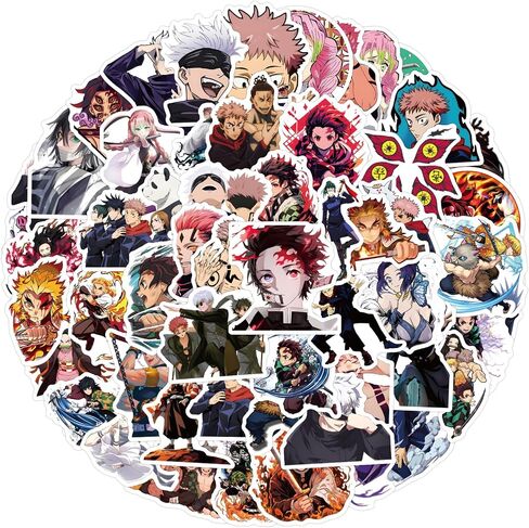 100pcs Anime Demon Slayer Stickers Mixed Pack,Jujutsu Kaisen Sticker for Kids Teens Waterproof Stickers for Water Bottle Laptop Luggage Helmet Skateboard Guitar (ZSGM100) in Kuwait