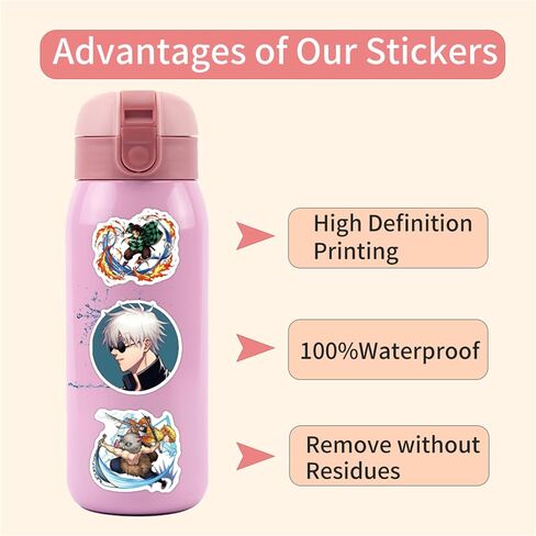 100pcs Anime Demon Slayer Stickers Mixed Pack,Jujutsu Kaisen Sticker for Kids Teens Waterproof Stickers for Water Bottle Laptop Luggage Helmet Skateboard Guitar (ZSGM100) in Kuwait