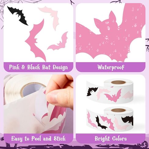CNhoqc 1000pcs Halloween Ghost Holding Cat Sticker Rolls (2 Rolls), 16 Designs Spooky Ghost Cat Decorative Decals for DIY Crafts Scrapbooks Guitar Water Bottles Gift Wrapping Halloween Party Decor in Kuwait