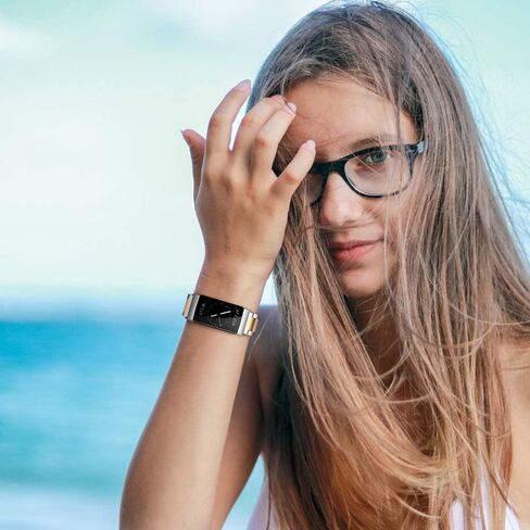 متوافق مع سوار Fitbit Charge 3 / Fitbit Charge 4 / Fitbit Charge 3 SE للرجال والنساء، مقاوم للماء، مريح، حزام معصم بديل معدني من الفولاذ المقاوم للصدأ، كبير صغير (أسود) in Kuwait