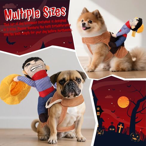 Cowboy Rider Dog Costume Halloween Dogs Costumes Novelty Funny Clothes Knight Style with Doll and Hat Pets Party Halloween Costume(Large Size) in Saudi Arabia
