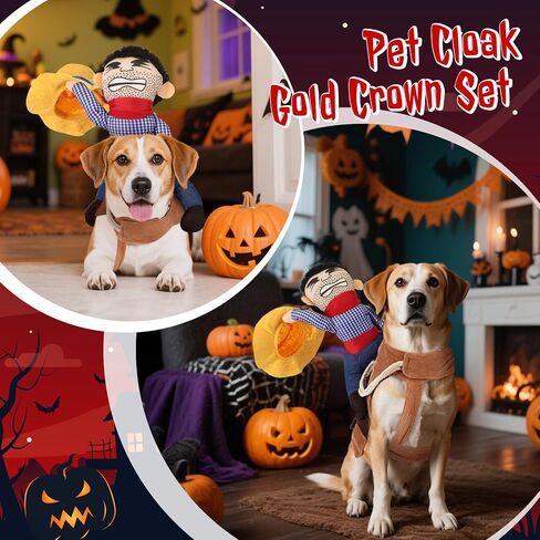 Cowboy Rider Dog Costume Halloween Dogs Costumes Novelty Funny Clothes Knight Style with Doll and Hat Pets Party Halloween Costume(Large Size) in Saudi Arabia