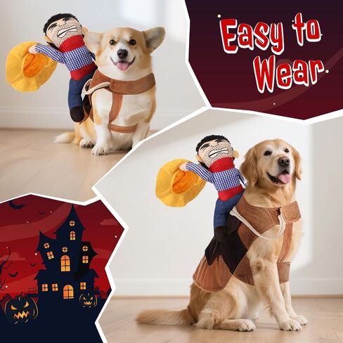 Cowboy Rider Dog Costume Halloween Dogs Costumes Novelty Funny Clothes Knight Style with Doll and Hat Pets Party Halloween Costume(Large Size) in Saudi Arabia