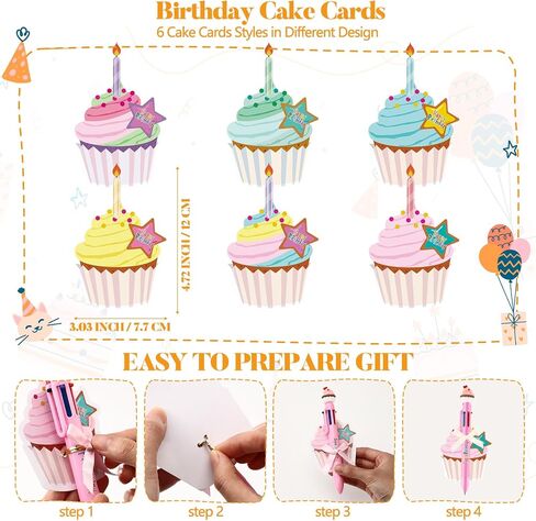 30 Sets Happy Birthday Kits for Kids Classroom Include Cupcake Pens Cupcake Cards and Bow Sets School Classroom Students Birthday Party Supplies in Saudi Arabia