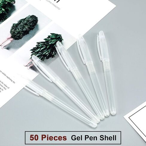 50 Pieces Empty Pen Shell Ballpoint Pen Cover Gel Pen Shell for Office Stationery Supplies, Fit for 13 cm Refills in Saudi Arabia