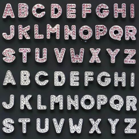 52pcs أحرف راينستون A -Z للديكور غير المرغوب فيه ، والملحقات التمساح ، والمجوهرات DIY ، وحالات الهاتف وفن الأظافر - مجموعة كبيرة الحجم (Silver+Pink) in Kuwait