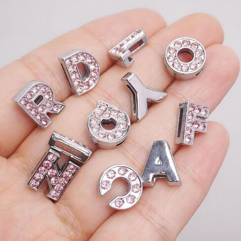 52pcs أحرف راينستون A -Z للديكور غير المرغوب فيه ، والملحقات التمساح ، والمجوهرات DIY ، وحالات الهاتف وفن الأظافر - مجموعة كبيرة الحجم (Silver+Pink) in Kuwait