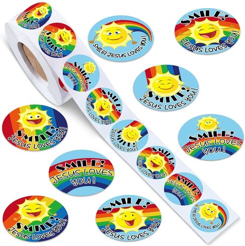 Geyoga 1000 Pcs Jesus Loves You Stickers Religious Christian Children's Stickers Jesus Faith Craft for Sunday School VBS Favors Treat Bag Gift Supplies, 8 Styles in Saudi Arabia