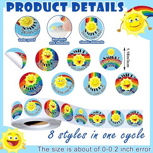 Geyoga 1000 Pcs Jesus Loves You Stickers Religious Christian Children's Stickers Jesus Faith Craft for Sunday School VBS Favors Treat Bag Gift Supplies, 8 Styles in Saudi Arabia