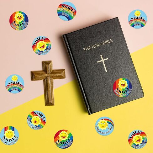 Geyoga 1000 Pcs Jesus Loves You Stickers Religious Christian Children's Stickers Jesus Faith Craft for Sunday School VBS Favors Treat Bag Gift Supplies, 8 Styles in Saudi Arabia