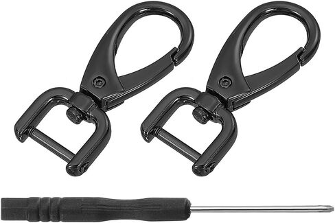 uxcell 2Pcs Swivel Clasps Hook, 12mm(0.5 Inch) D Ring Detachable Snap Hook Metal Lobster Claw Clasp Hook with Screwdriver for Purse Keychain DIY Craft, Black in Saudi Arabia