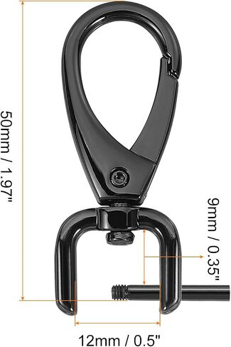 uxcell 2Pcs Swivel Clasps Hook, 12mm(0.5 Inch) D Ring Detachable Snap Hook Metal Lobster Claw Clasp Hook with Screwdriver for Purse Keychain DIY Craft, Black in Saudi Arabia