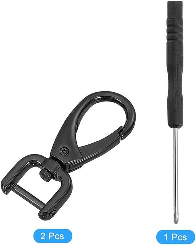 uxcell 2Pcs Swivel Clasps Hook, 12mm(0.5 Inch) D Ring Detachable Snap Hook Metal Lobster Claw Clasp Hook with Screwdriver for Purse Keychain DIY Craft, Black in Saudi Arabia