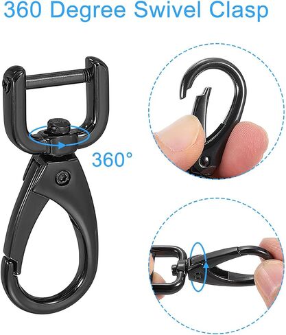 uxcell 2Pcs Swivel Clasps Hook, 12mm(0.5 Inch) D Ring Detachable Snap Hook Metal Lobster Claw Clasp Hook with Screwdriver for Purse Keychain DIY Craft, Black in Saudi Arabia