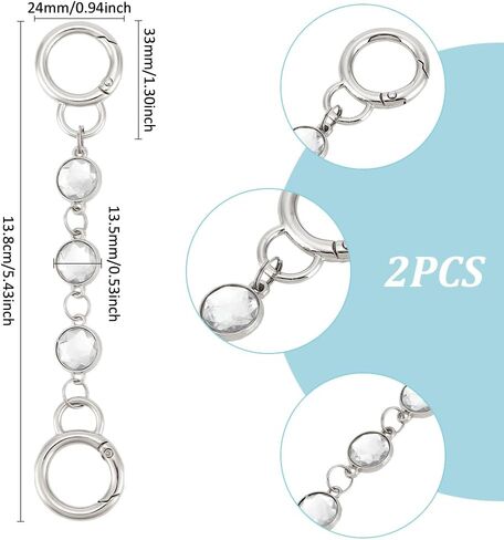 UniCraftale 2pcs 5.43 بوصة كيس موسع سلسلة زخرفية سلسلة الكريستال سلسلة موسعة حزام حزام سلسلة الاستبدال حزام لصالح حقيبة اليد صنع لوازم الإمدادات الموسعة in Saudi Arabia