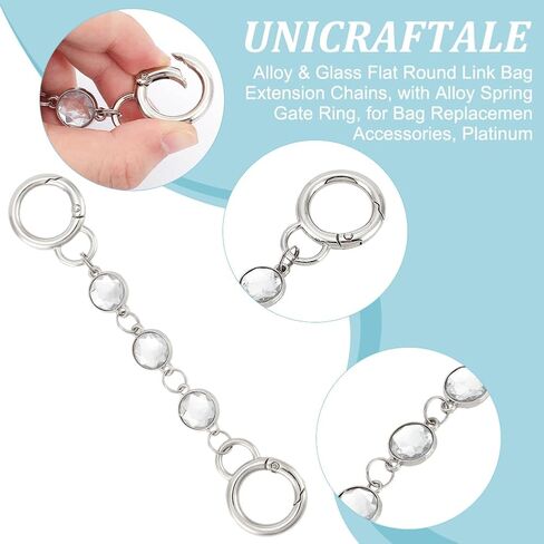 UniCraftale 2pcs 5.43 بوصة كيس موسع سلسلة زخرفية سلسلة الكريستال سلسلة موسعة حزام حزام سلسلة الاستبدال حزام لصالح حقيبة اليد صنع لوازم الإمدادات الموسعة in Saudi Arabia