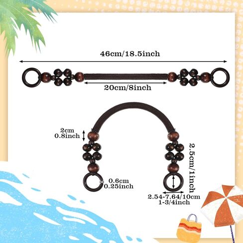 10 PCS Wooden Beaded Presles ، 5 Colors Rustic Bead Loved Barse Bareles Presentles ، حقيبة نايلون مع خرز وحبل لـ Summer Beach Macrame Crochet Bag Diy Supplies (18.5 in) in Kuwait