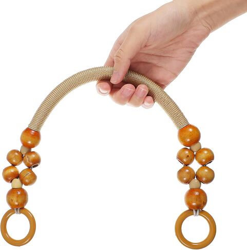 10 PCS Wooden Beaded Presles ، 5 Colors Rustic Bead Loved Barse Bareles Presentles ، حقيبة نايلون مع خرز وحبل لـ Summer Beach Macrame Crochet Bag Diy Supplies (18.5 in) in Kuwait
