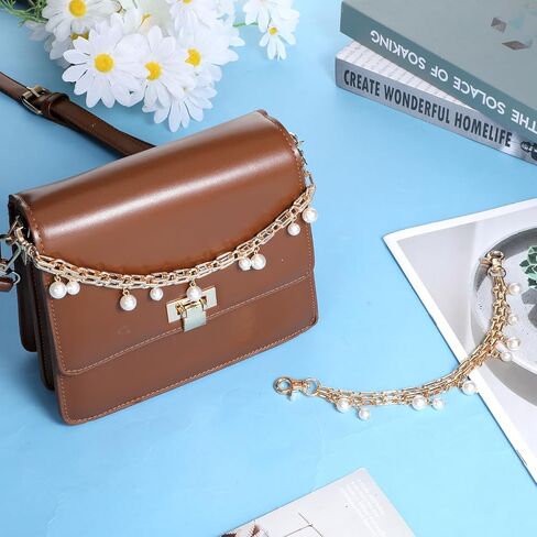 2 Pcs Purse Chain 9.8 Inch Decorative Bag Strap Gold Handbag Straps ABS Pearl Chain Charms Replacement Handle Bag Chains Purse Charm for Women Crossbody Shoulder Bags in Saudi Arabia