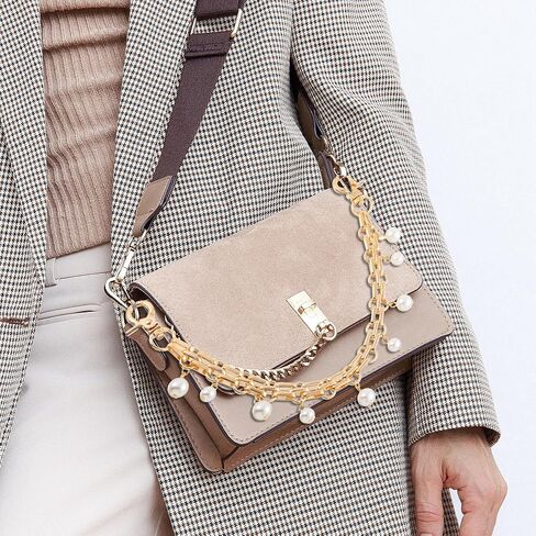 2 Pcs Purse Chain 9.8 Inch Decorative Bag Strap Gold Handbag Straps ABS Pearl Chain Charms Replacement Handle Bag Chains Purse Charm for Women Crossbody Shoulder Bags in Saudi Arabia