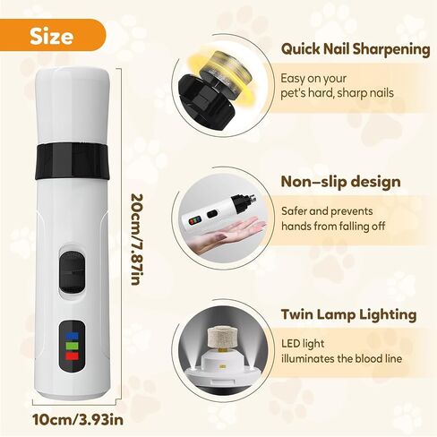 Silent Groom Pro Nail Grinder - Heusom Silent Groom Pro للكلاب والقطط ، لاعب الظفر الكلب مع رؤوس طحن بديلة ، شحن USB سريع (مع رأس 2) in Saudi Arabia