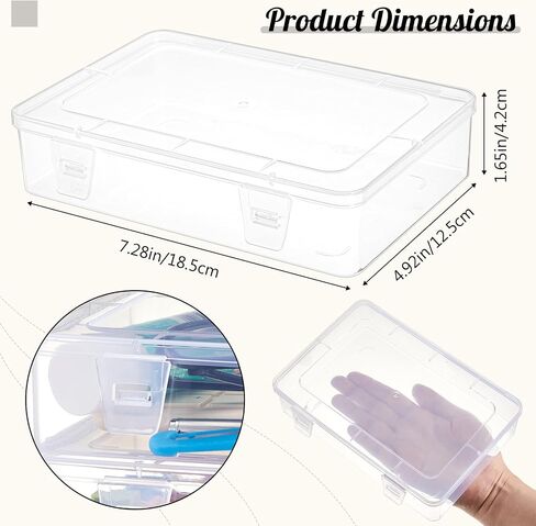 Weysat 12 Pack Clear Plastic Storage Containers with Lids 7.3 x 4.9 x 1.65 Inches Rectangular Empty Hinged Boxes Small Stackable Organizer Boxes for Home Office Beads Craft Supplies in Saudi Arabia