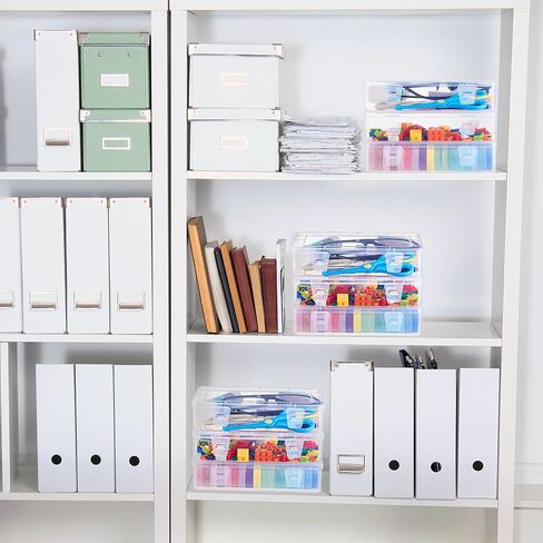 Weysat 12 Pack Clear Plastic Storage Containers with Lids 7.3 x 4.9 x 1.65 Inches Rectangular Empty Hinged Boxes Small Stackable Organizer Boxes for Home Office Beads Craft Supplies in Saudi Arabia