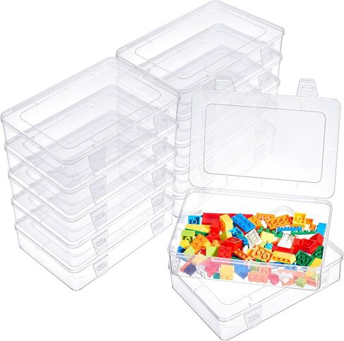 Weysat 12 Pack Clear Plastic Storage Containers with Lids 7.3 x 4.9 x 1.65 Inches Rectangular Empty Hinged Boxes Small Stackable Organizer Boxes for Home Office Beads Craft Supplies in Saudi Arabia