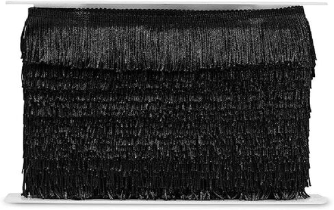 30" Chainette Fringe Trim, Polyester-Made Decorative Fringe Trim, For Costumes, Home Decor, and Party Decorations, Durable Fringes, White in Saudi Arabia
