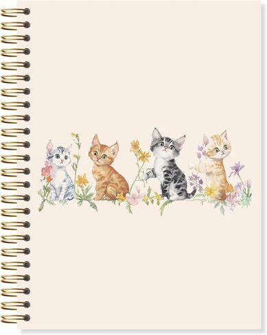 OSLYSOF Cute Floral Cat Spiral Notebook, Cat Lover Gifts Office Supplies, Cute Kitty Kitten Notebooks for Note Taking, Pet Lover Gifts Journal, 5.5x8.3 Inch with 164 Pages in Saudi Arabia