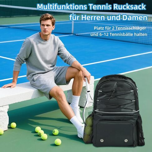 حقيبة ظهر للتنس من AUMTISC مكونة من مضاربين، وحقائب مضرب تنس مع جيب معزول وحجرة أحذية منفصلة لحمل مجداف كرة البيسبول ومضرب كرة الريشة والاسكواش والإكسسوارات in Kuwait