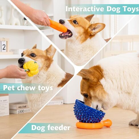 4 Pack Dog Chew Toy, Durable Flying Discs for Throwing Catching, 3-in-1 Dogs Toys, Indestructible Pet Chew Toy for Aggressive Chewer, Reduces Anxiety, Interactive Toys for Boredom Dog Teeth Cleaning in Kuwait