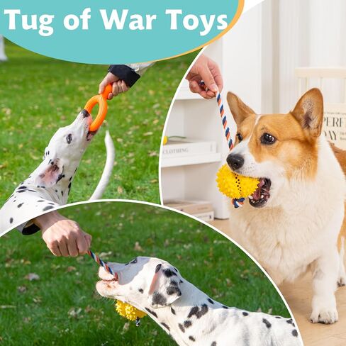 4 Pack Dog Chew Toy, Durable Flying Discs for Throwing Catching, 3-in-1 Dogs Toys, Indestructible Pet Chew Toy for Aggressive Chewer, Reduces Anxiety, Interactive Toys for Boredom Dog Teeth Cleaning in Kuwait
