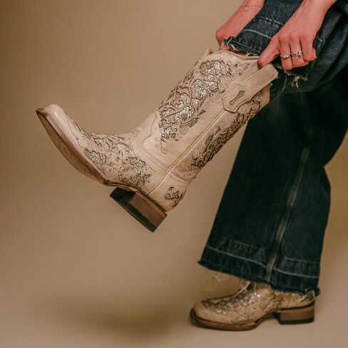 Corral Women's Square Toe White Wedding Boots in Saudi Arabia